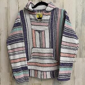 Iguana Jack Women’s Medium Baja Hoodie Striped Pullover Pocket